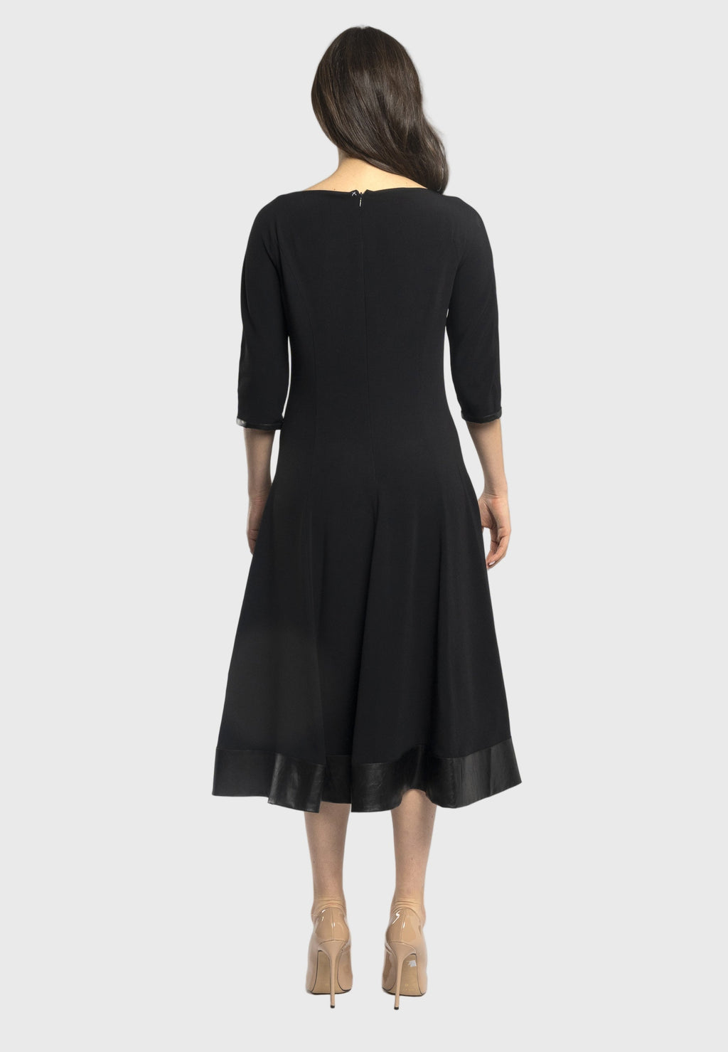 Giove Midi Dress – Black With Eco-Leather Detail