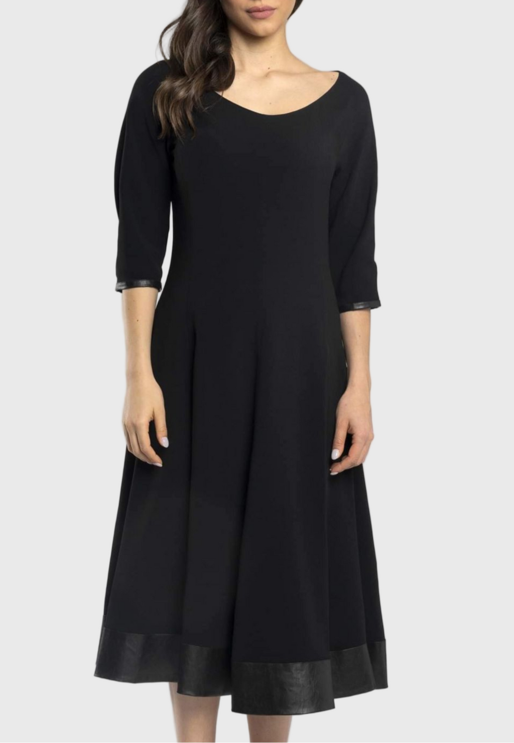 Giove Midi Dress – Black With Eco-Leather Detail