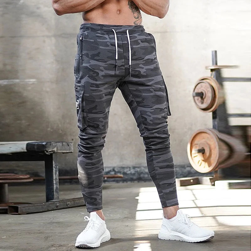 Men's Fashion Camouflage Sports Slacks Gym Running Training Cotton Multi-pocket Safari Style Jogging Pants