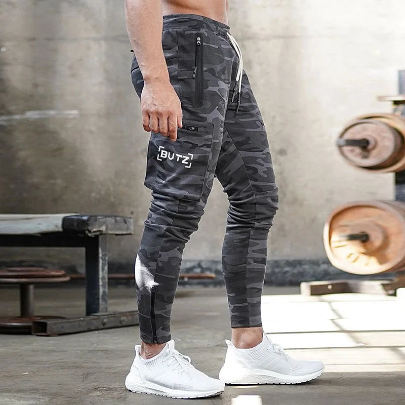 Men's Fashion Camouflage Sports Slacks Gym Running Training Cotton Multi-pocket Safari Style Jogging Pants