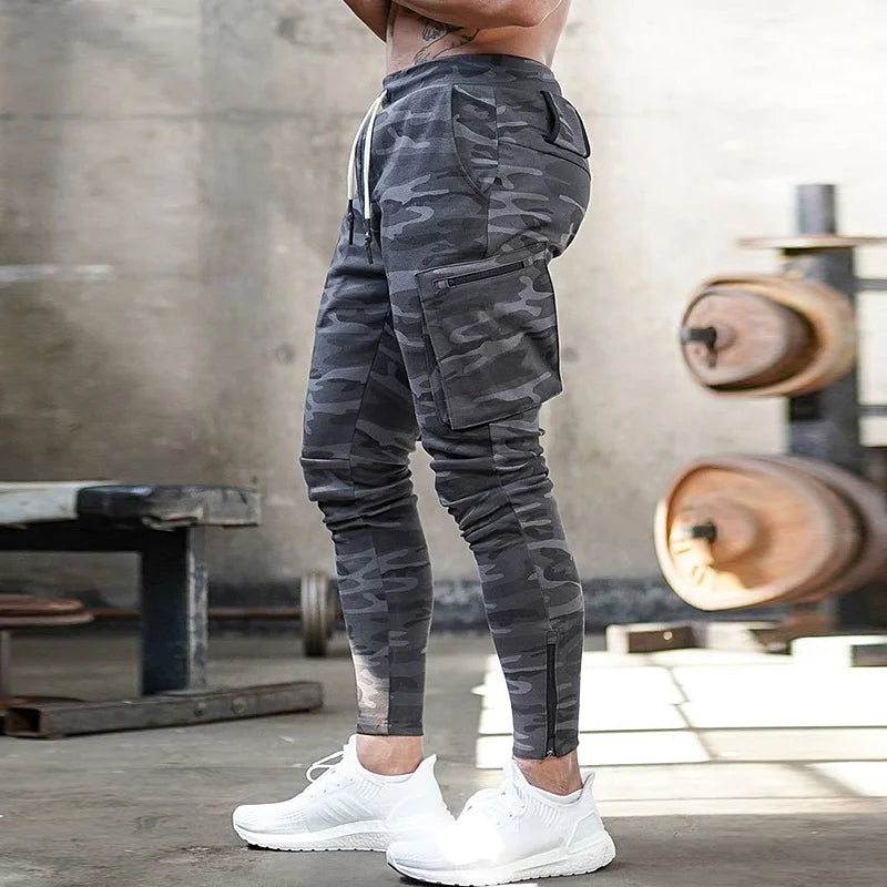 Men's Fashion Camouflage Sports Slacks Gym Running Training Cotton Multi-pocket Safari Style Jogging Pants