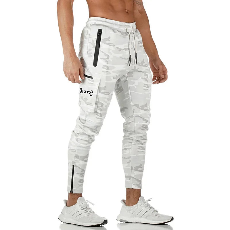 Men's Fashion Camouflage Sports Slacks Gym Running Training Cotton Multi-pocket Safari Style Jogging Pants
