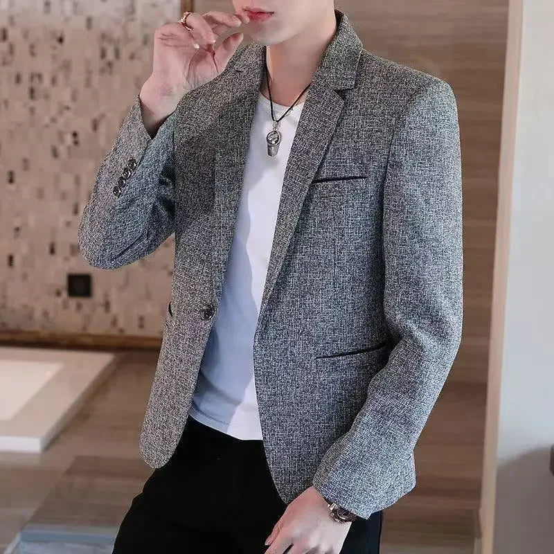 Short Party Men's Suit Jackets Coat Cropped Male Blazer Gray Summer Spring Clothes Luxury Designer Fashion 2025 Casual Vintage