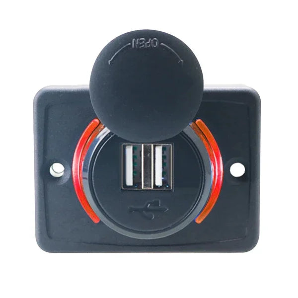 Dual USB Charger Waterproof 12-24V Modified Car Charger with Sliding Cap Fast Charging Power Adapter for Car Boat Bus, RV