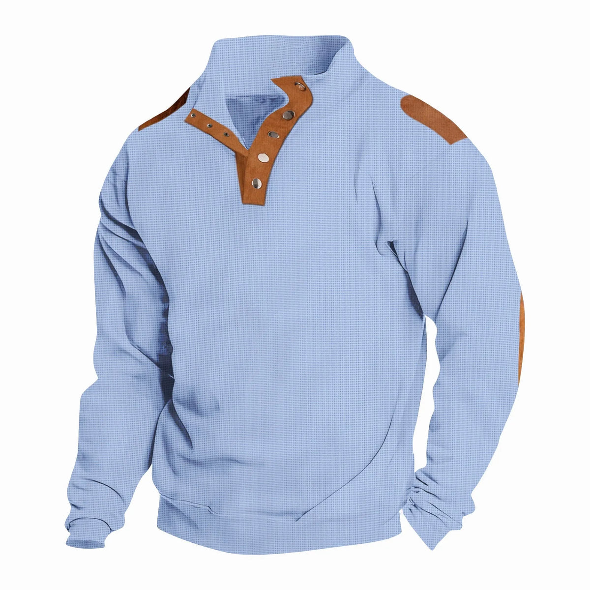Spring and autumn new men's fashion embroidery solid color button sports casual comfortable stand collar long sleeve polo shirt