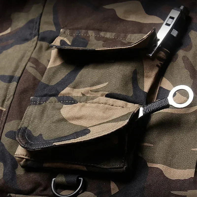 Tactical Cargo Sets Mens Soft Shell Multi-pocket Camouflage Hunting Suit Outdoor Hiking Training Combat Charge Two-piece Set