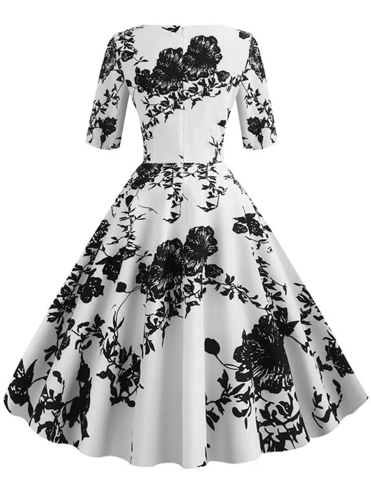Half Sleeve Black Summer Women Dress