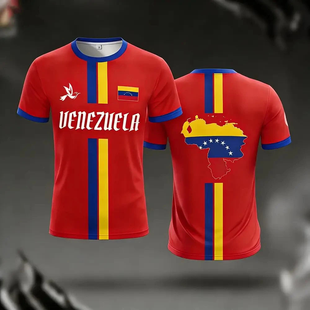 Venezuela Football Jersey Tshirts New Fashion Short Sleeve Venezuelan Flag 3D Print T Shirt Casual Quick Dry Sports Tee Gym Tops