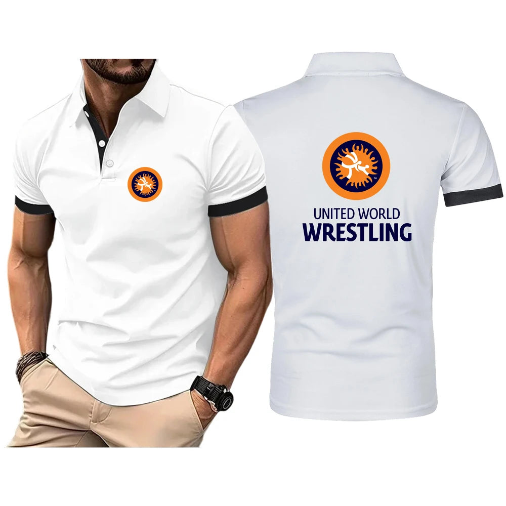 United World Wrestling UWW 2025 New Men's Polo Shirt Summer Lapel Short Sleeve Casual Breathable Light Luxury Cool T-Shirt