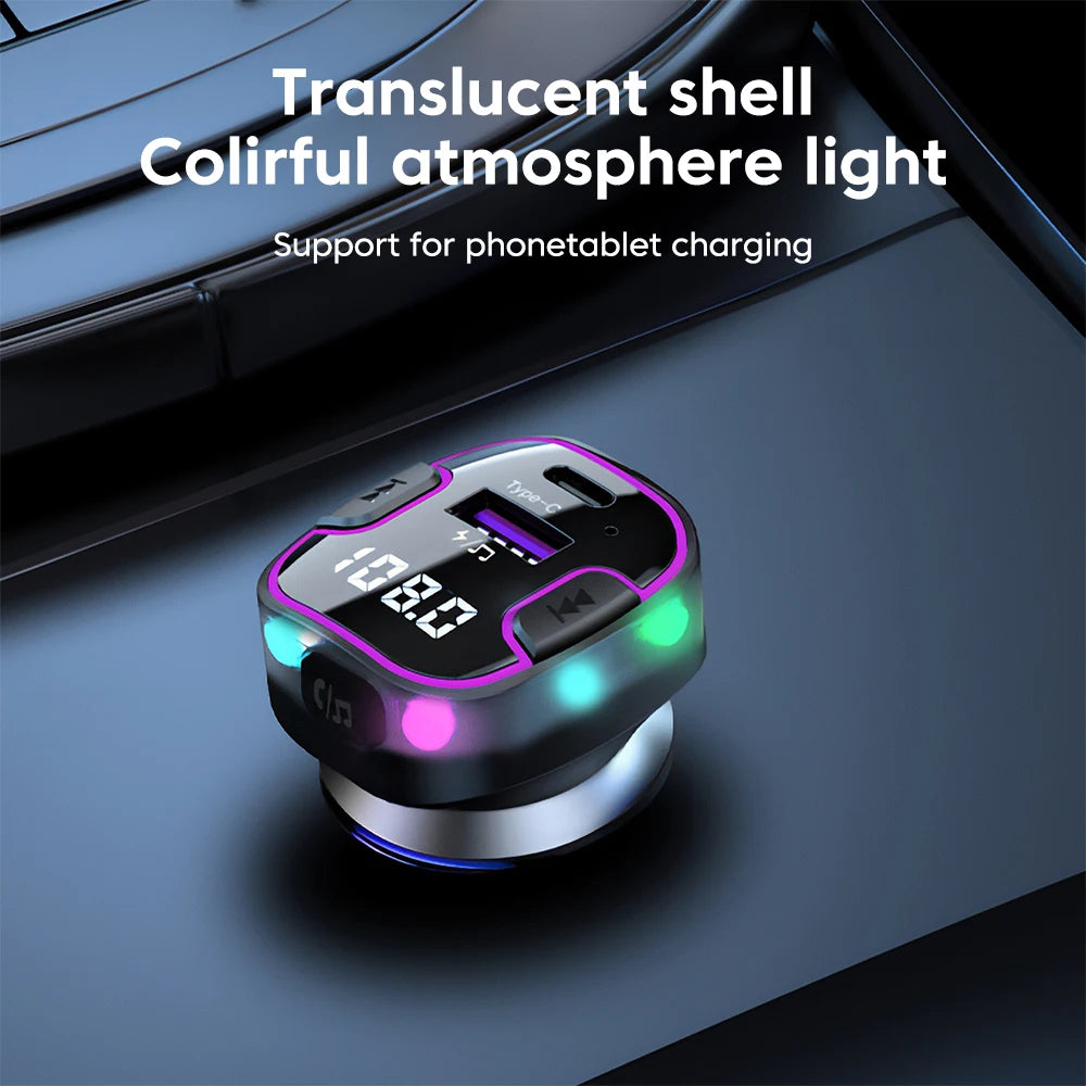 USB Type C Car Charger Fast Charging Car Bluetooth Fm Transmitter Bluetooth 5.3 Car Aux Handsfree Wireless Support Read U Disk