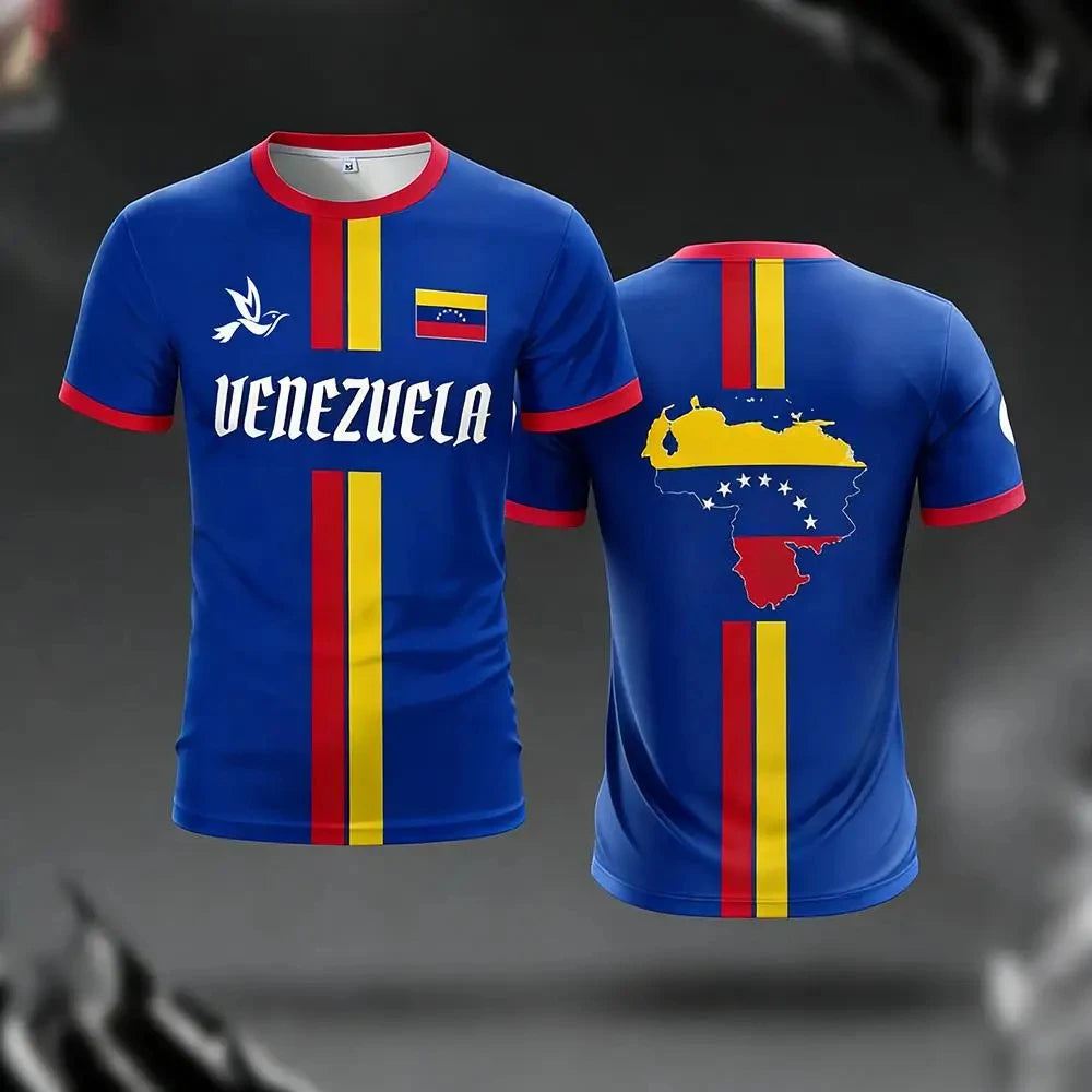 Venezuela Football Jersey Tshirts New Fashion Short Sleeve Venezuelan Flag 3D Print T Shirt Casual Quick Dry Sports Tee Gym Tops