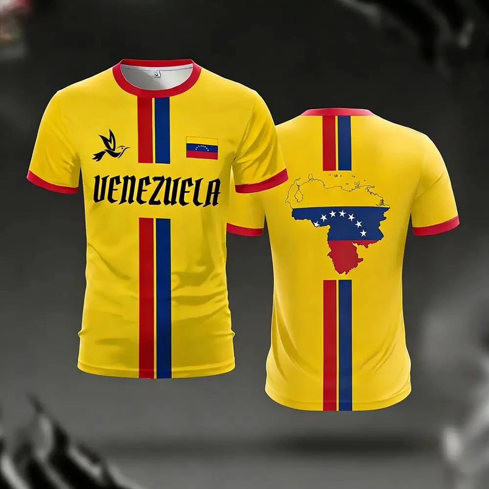 Venezuela Football Jersey Tshirts New Fashion Short Sleeve Venezuelan Flag 3D Print T Shirt Casual Quick Dry Sports Tee Gym Tops