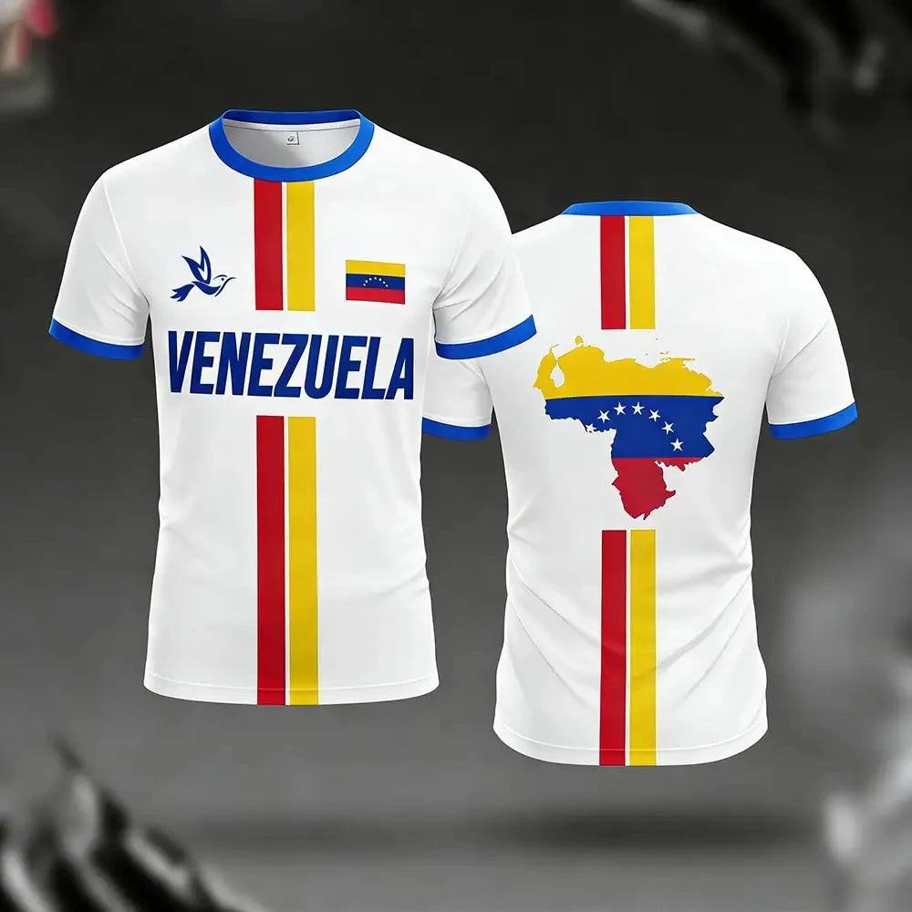 Venezuela Football Jersey Tshirts New Fashion Short Sleeve Venezuelan Flag 3D Print T Shirt Casual Quick Dry Sports Tee Gym Tops