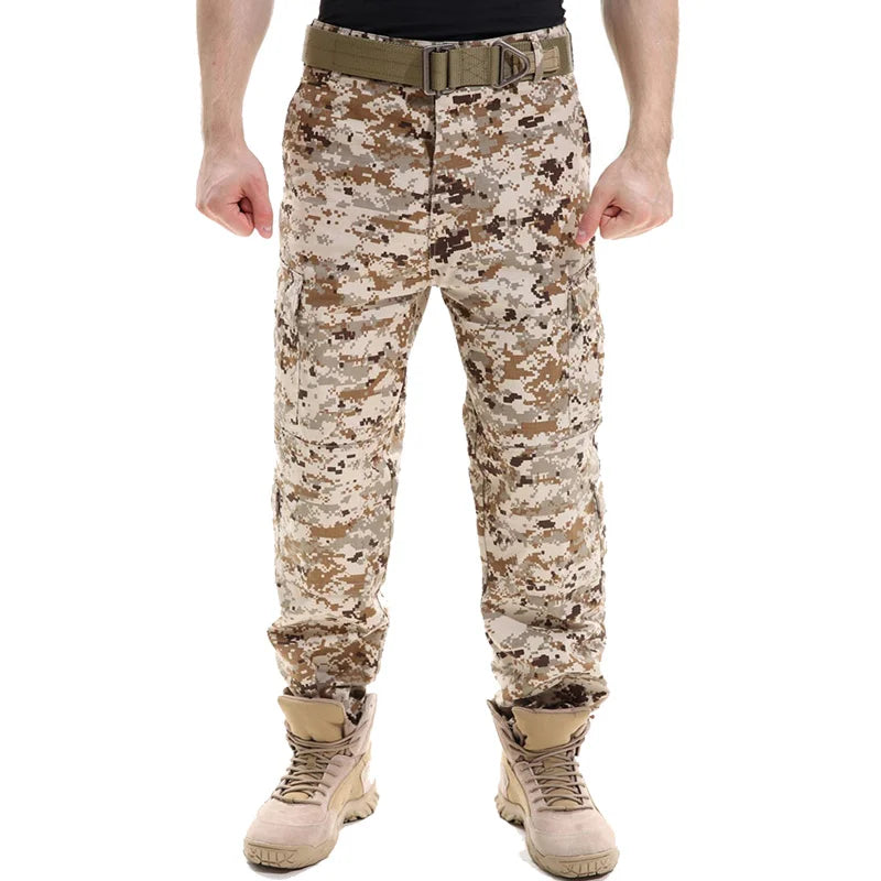 Men's Camouflage Tactical Pants Multi-Pockets Digital Camo SWAT Cargo Pants Male Autumn Army Long Trousers