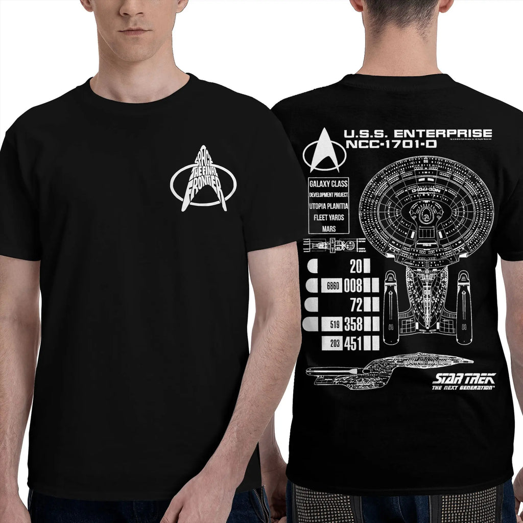 Stars Treks Movie T Shirts Men Women 100% Cotton Funny T-Shirt Round Collar U.S.S Enterprise Schematics Tee Clothes 2-sided Gift