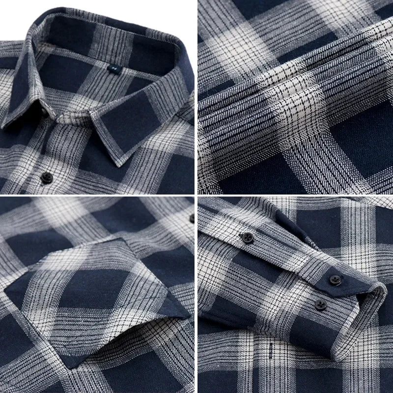 2026 New Men Flannel Plaid Shirt Soft Comfort Slim Fit Styles Brand For Man Cotton Spring Autumn Casual Long Sleeve Shirts
