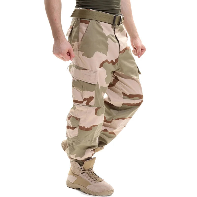 Men's Camouflage Tactical Pants Multi-Pockets Digital Camo SWAT Cargo Pants Male Autumn Army Long Trousers