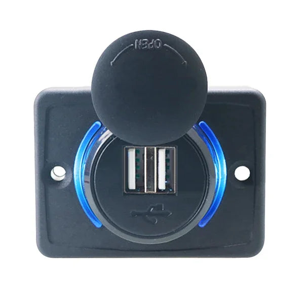 Dual USB Charger Waterproof 12-24V Modified Car Charger with Sliding Cap Fast Charging Power Adapter for Car Boat Bus, RV