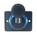 Dual USB Charger Waterproof 12-24V Modified Car Charger with Sliding Cap Fast Charging Power Adapter for Car Boat Bus, RV