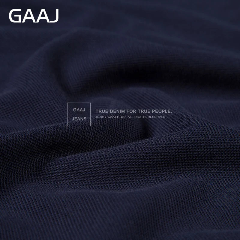 250gsm 8.8oz GAAJ Brand Mens Polo Long Sleeve Shirt 100% Cotton Heavy Weight Casual Business Clothing Solid Polos Shirts Top Man