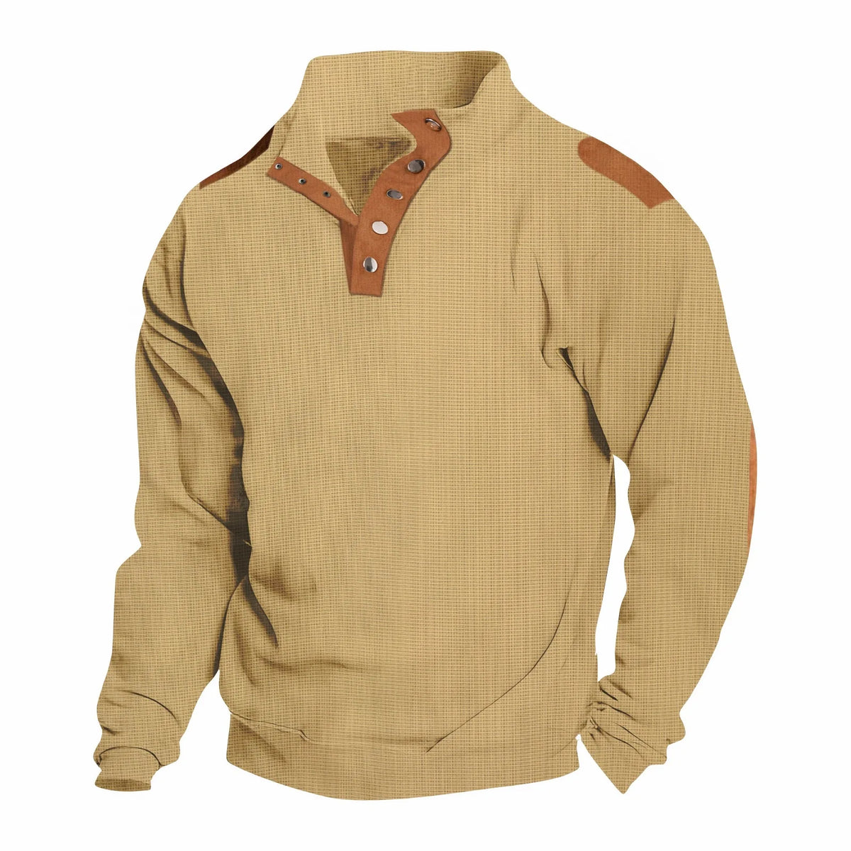 Spring and autumn new men's fashion embroidery solid color button sports casual comfortable stand collar long sleeve polo shirt