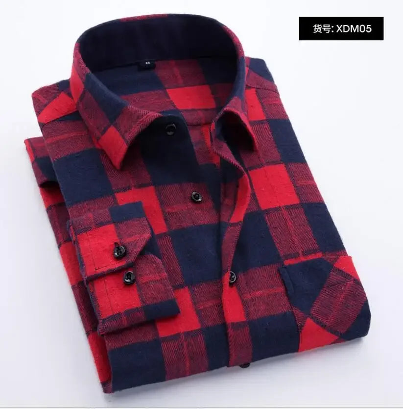 2026 New Men Flannel Plaid Shirt Soft Comfort Slim Fit Styles Brand For Man Cotton Spring Autumn Casual Long Sleeve Shirts