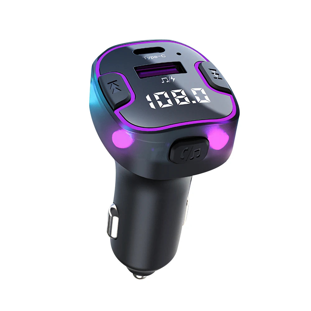 USB Type C Car Charger Fast Charging Car Bluetooth Fm Transmitter Bluetooth 5.3 Car Aux Handsfree Wireless Support Read U Disk