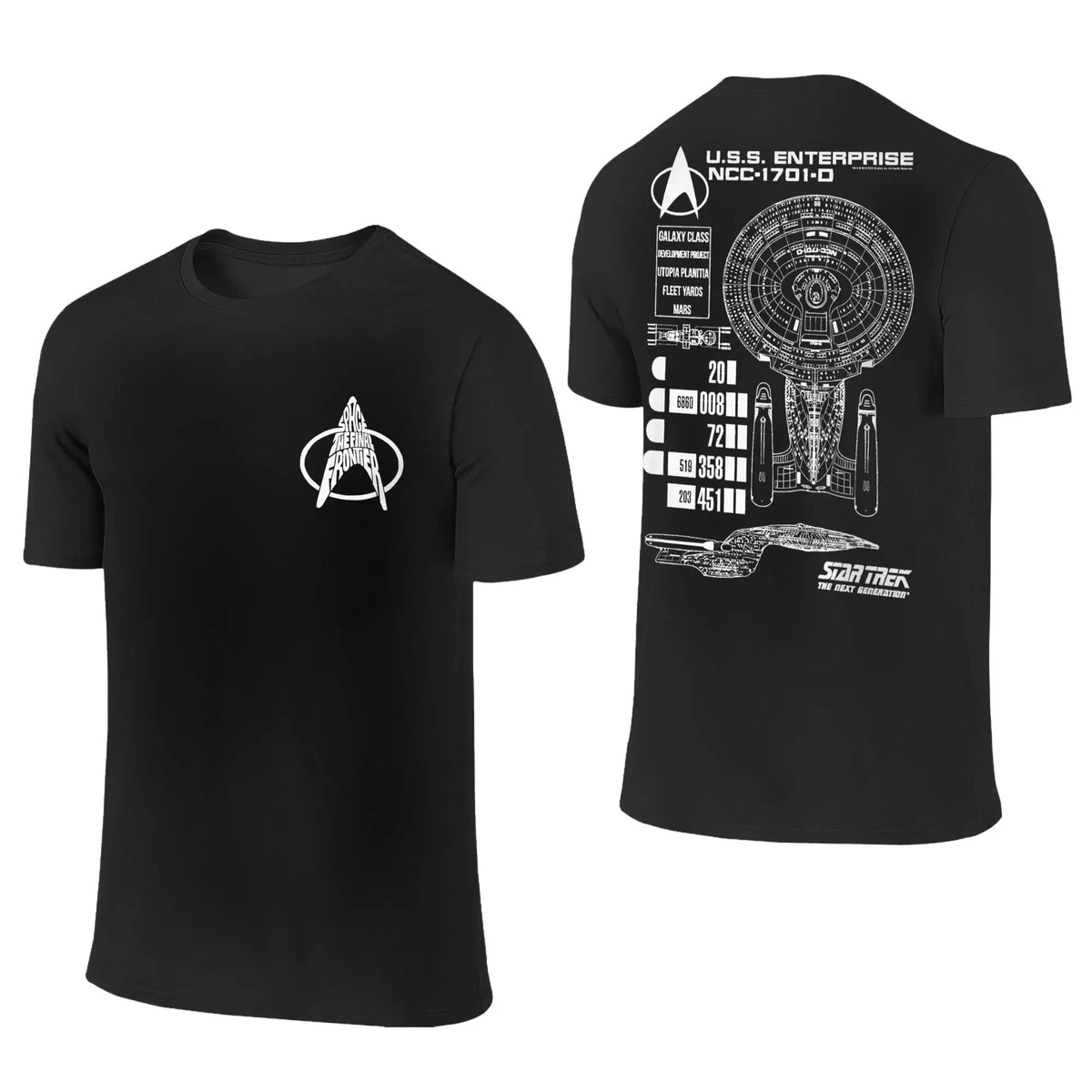 Stars Treks Movie T Shirts Men Women 100% Cotton Funny T-Shirt Round Collar U.S.S Enterprise Schematics Tee Clothes 2-sided Gift