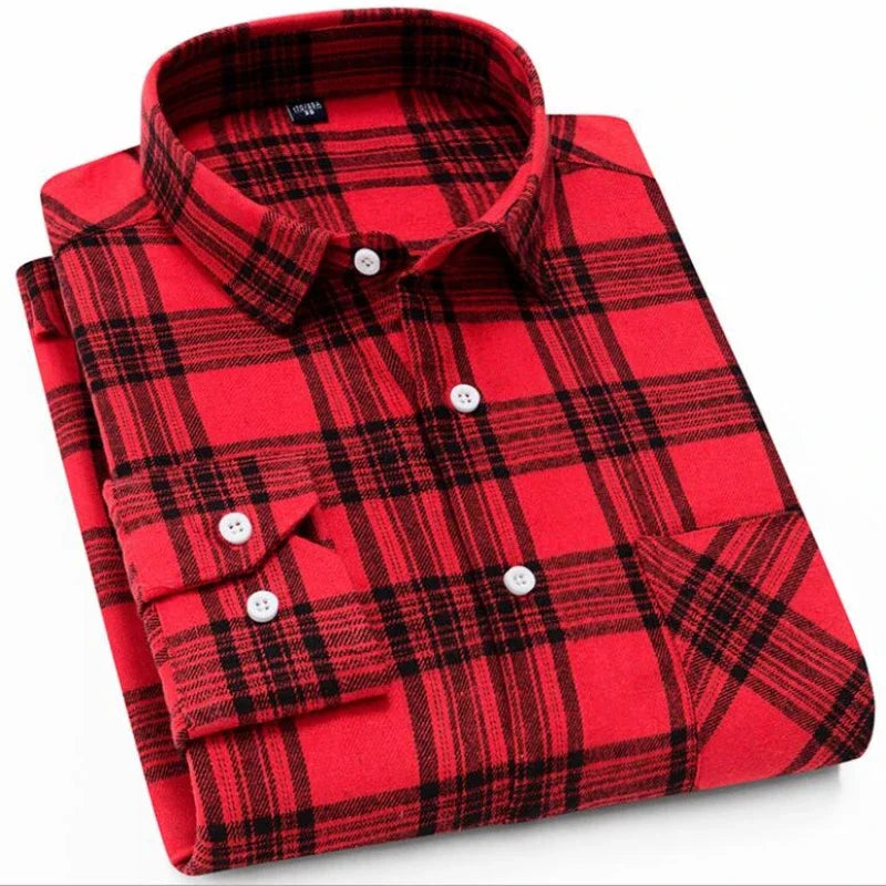 2026 New Men Flannel Plaid Shirt Soft Comfort Slim Fit Styles Brand For Man Cotton Spring Autumn Casual Long Sleeve Shirts