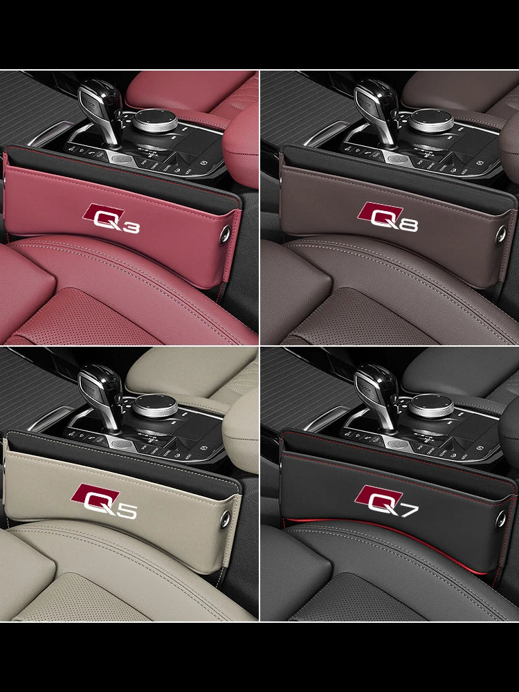 Car Seat Organizer Crevice Storage Box  Leather Accessories for AUDI Q2 Q3 Q5 Q7 Q8  Car  Accessories