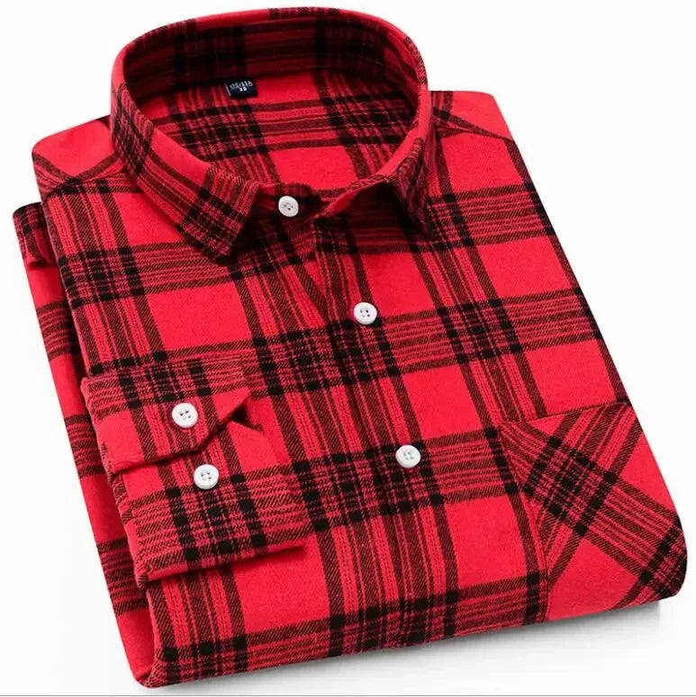 2026 New Men Flannel Plaid Shirt Soft Comfort Slim Fit Styles Brand For Man Cotton Spring Autumn Casual Long Sleeve Shirts