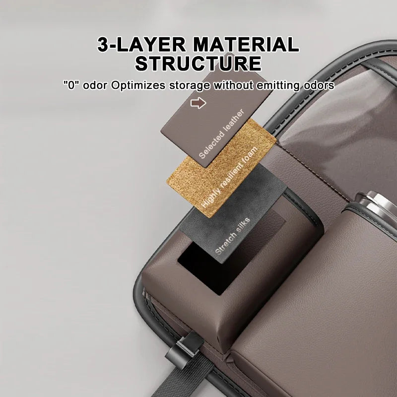 SEAMETAL Car Seat Organizer Multifunctional Leather Car Back Multi Pocket Storage Bag with Trash Can for Car Accessories