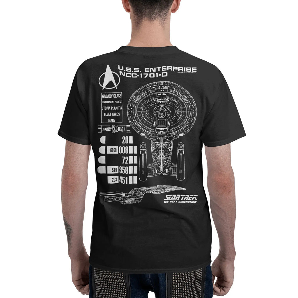 Stars Treks Movie T Shirts Men Women 100% Cotton Funny T-Shirt Round Collar U.S.S Enterprise Schematics Tee Clothes 2-sided Gift