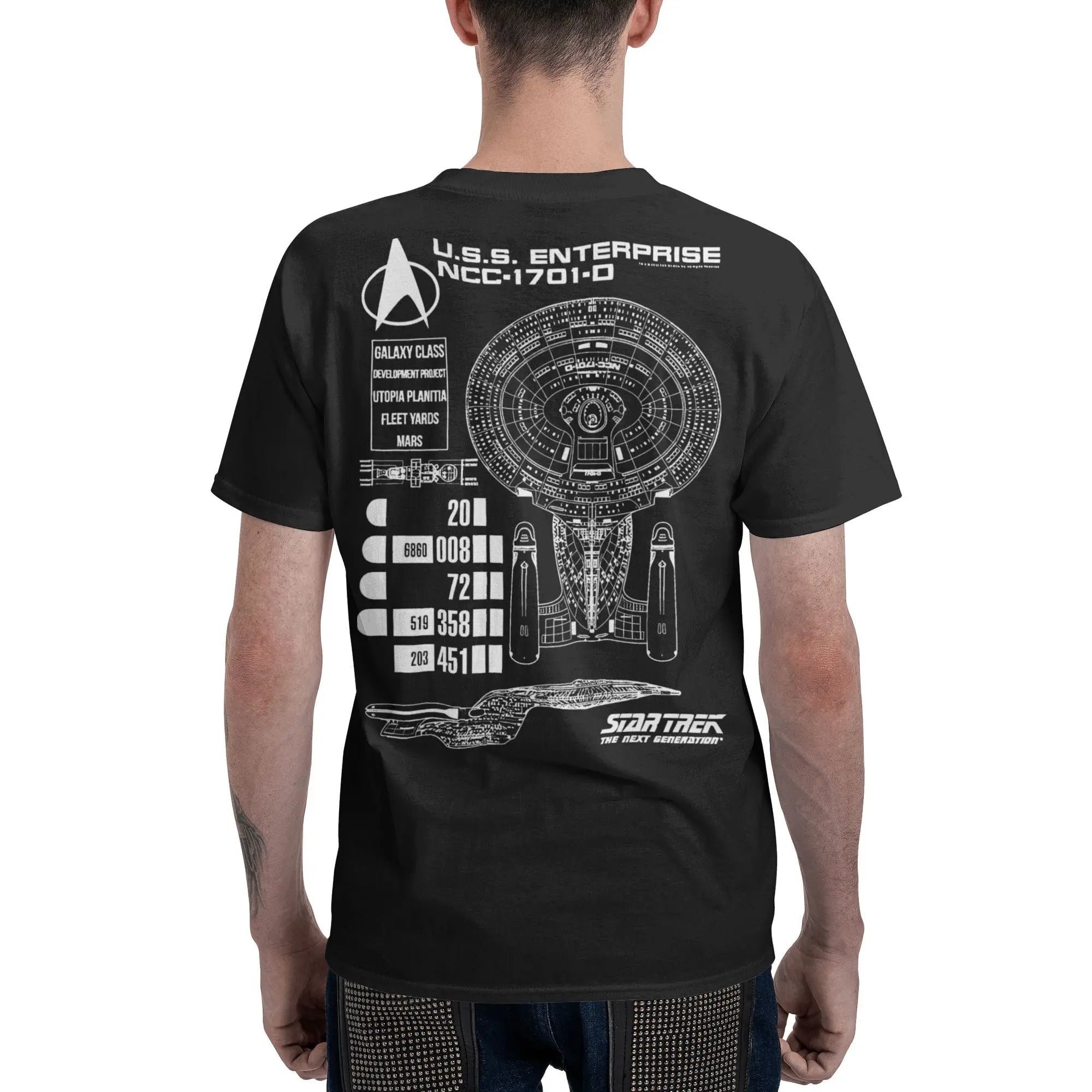 Stars Treks Movie T Shirts Men Women 100% Cotton Funny T-Shirt Round Collar U.S.S Enterprise Schematics Tee Clothes 2-sided Gift