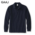 250gsm 8.8oz GAAJ Brand Mens Polo Long Sleeve Shirt 100% Cotton Heavy Weight Casual Business Clothing Solid Polos Shirts Top Man