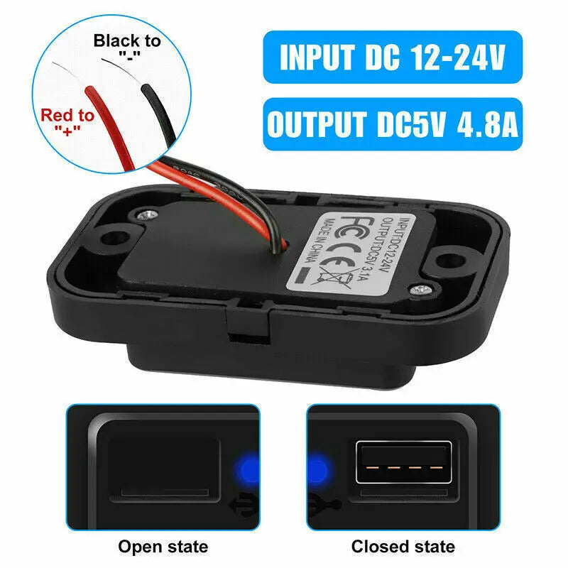 Dual USB Car Charger Socket 12V/24V 3.1A USB Charging Outlet Power Adapter for Motorcycle Camper Truck ATV Boat Car RV New