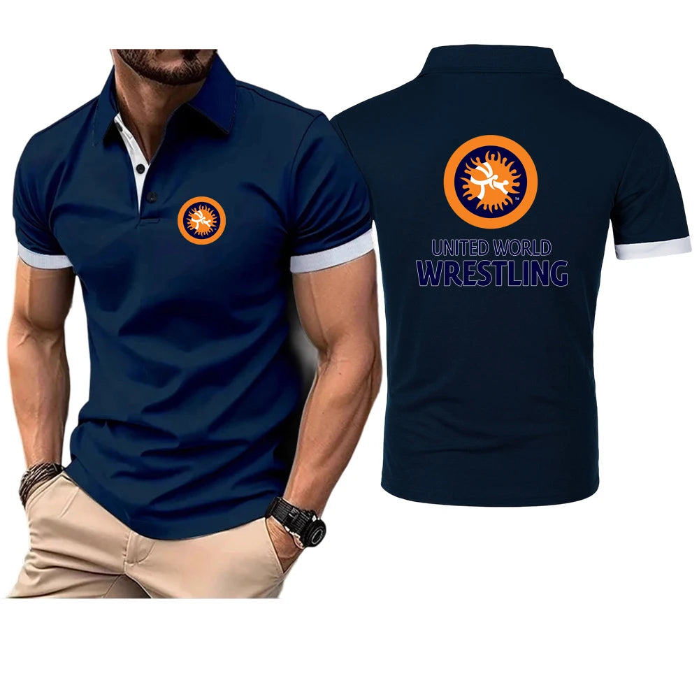 United World Wrestling UWW 2025 New Men's Polo Shirt Summer Lapel Short Sleeve Casual Breathable Light Luxury Cool T-Shirt