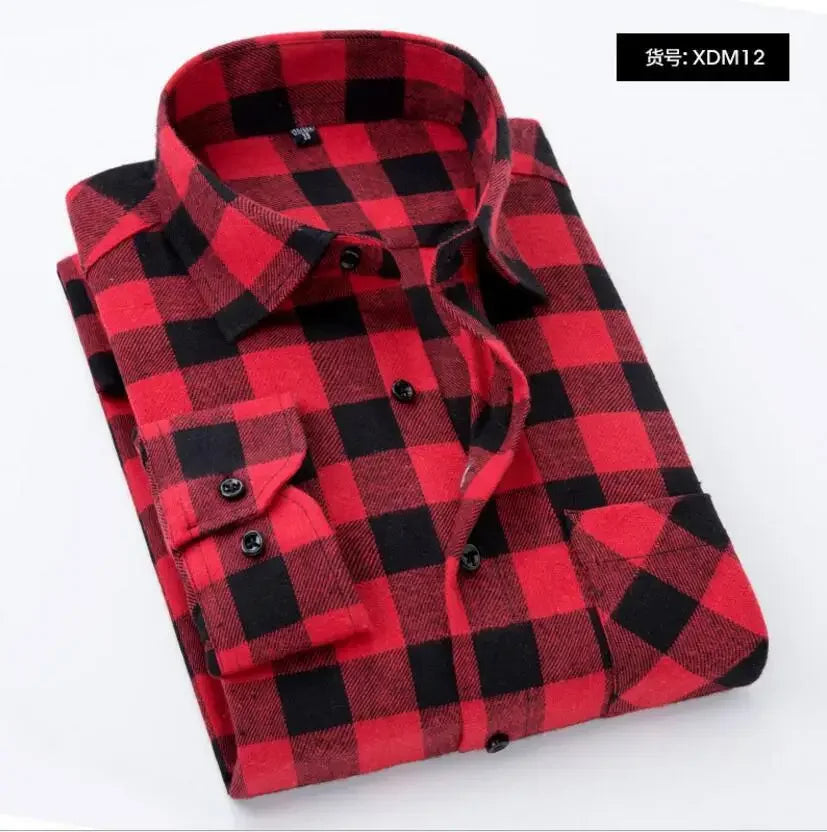 2026 New Men Flannel Plaid Shirt Soft Comfort Slim Fit Styles Brand For Man Cotton Spring Autumn Casual Long Sleeve Shirts
