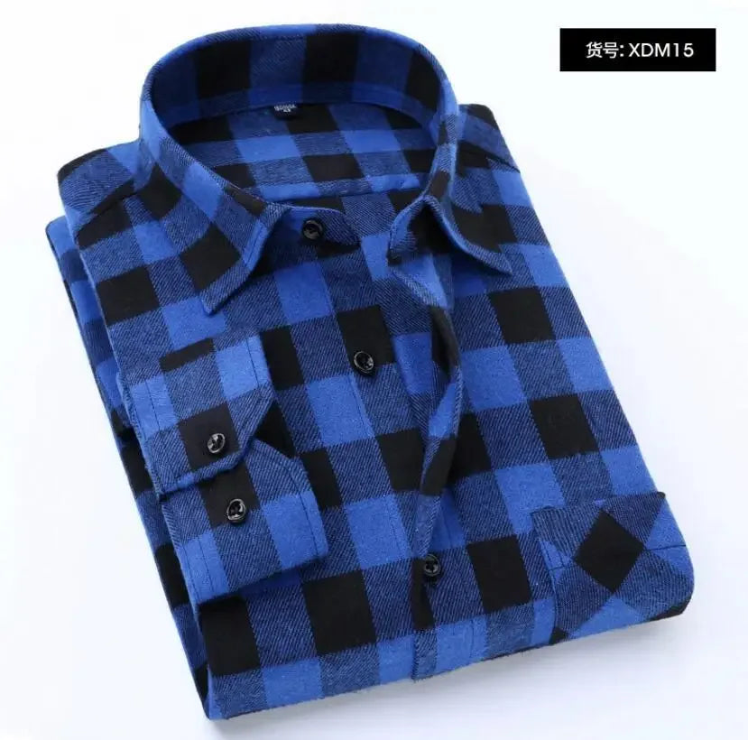 2026 New Men Flannel Plaid Shirt Soft Comfort Slim Fit Styles Brand For Man Cotton Spring Autumn Casual Long Sleeve Shirts