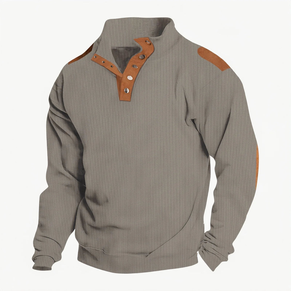 Spring and autumn new men's fashion embroidery solid color button sports casual comfortable stand collar long sleeve polo shirt
