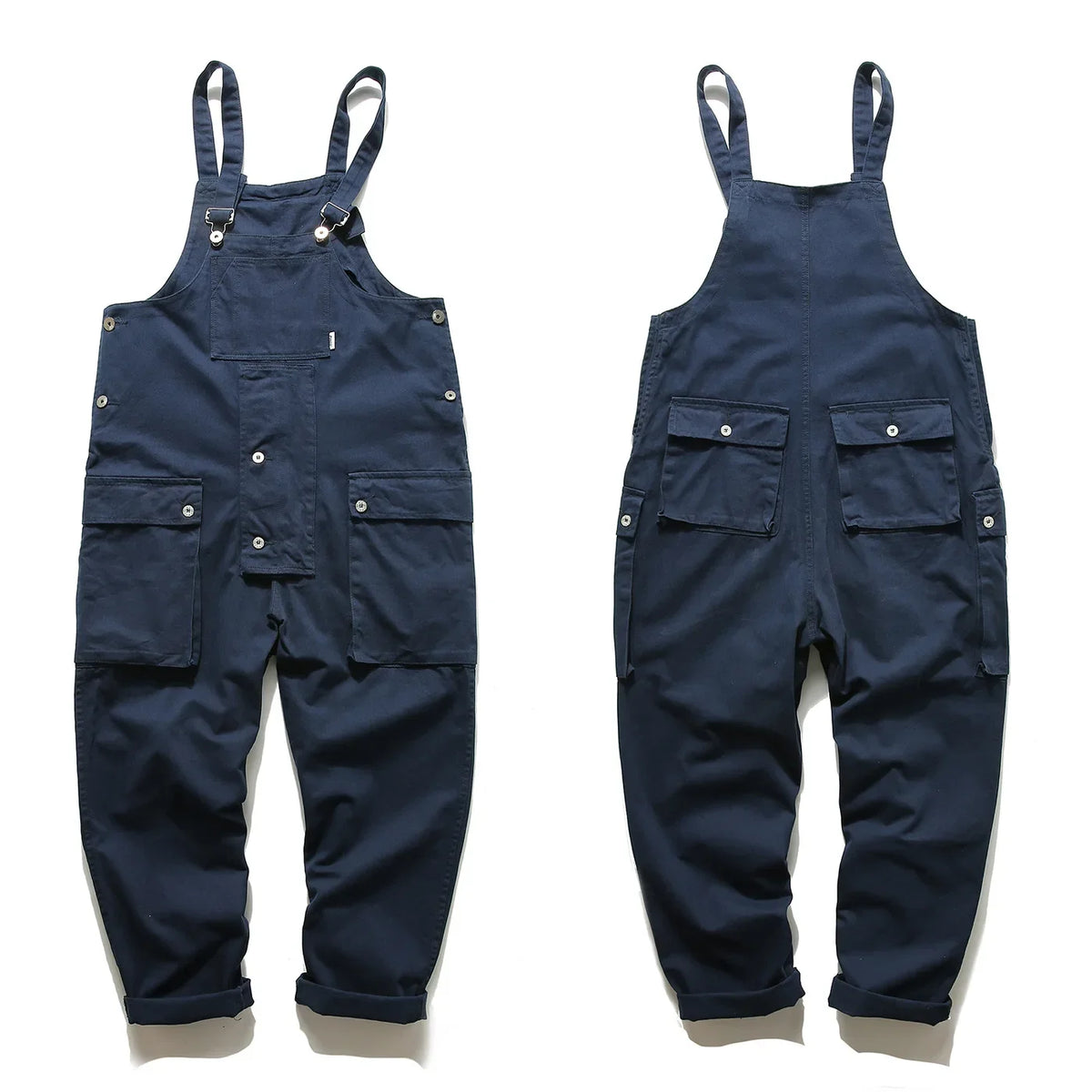 Men's American Casual Overalls Suspender Pants, Work Trousers with Long Pants, Amekaji Trendy Brand, Loose Suspender Pants.
