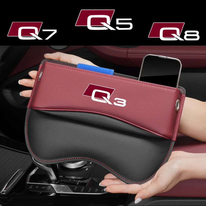 Car Seat Organizer Crevice Storage Box  Leather Accessories for AUDI Q2 Q3 Q5 Q7 Q8  Car  Accessories