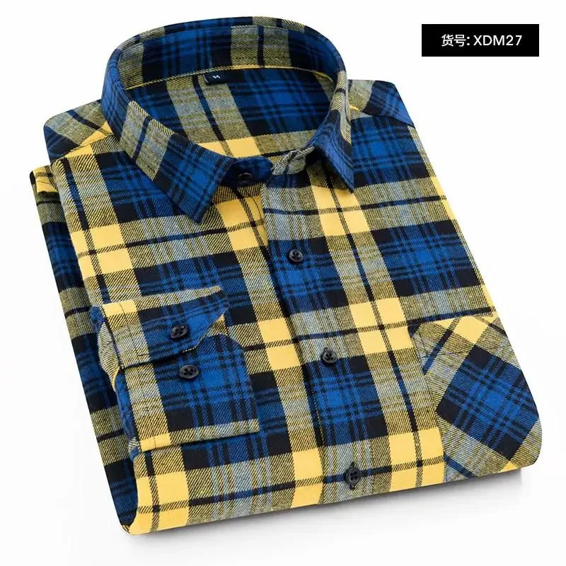 2026 New Men Flannel Plaid Shirt Soft Comfort Slim Fit Styles Brand For Man Cotton Spring Autumn Casual Long Sleeve Shirts