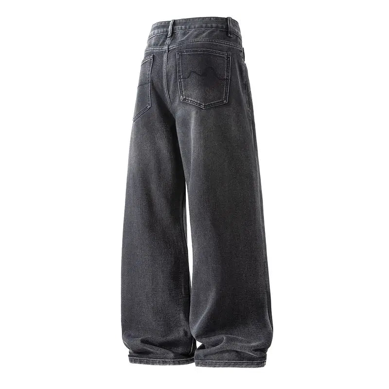 Korean Retro Men's Stretch Jeans Autumn Winter Fashion Straight Leg Pant High Street Baggy Pants Casual Black Jeans Flared Jeans