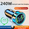 Fast Charging Car Charger, 240W 2-Port USB Adapter with Digital Screen and Ambient Light, Ignition and Start System Charger