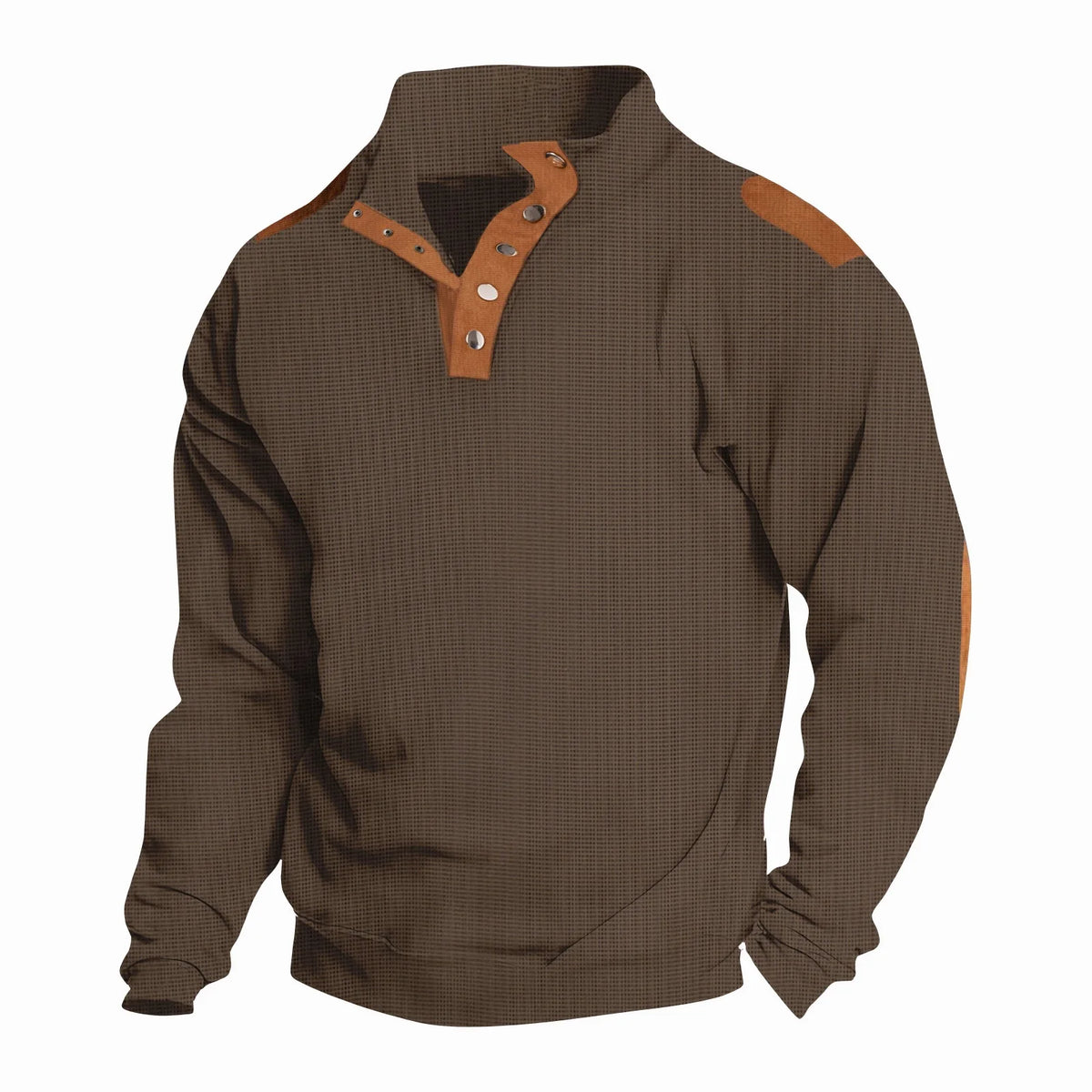 Spring and autumn new men's fashion embroidery solid color button sports casual comfortable stand collar long sleeve polo shirt
