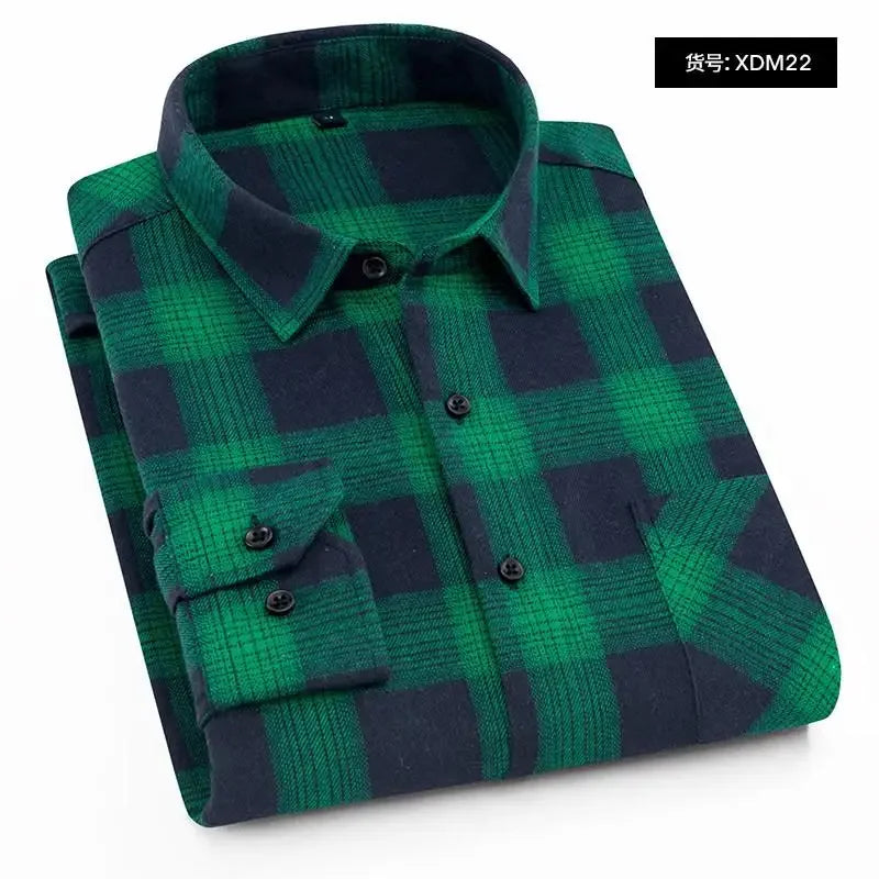 2026 New Men Flannel Plaid Shirt Soft Comfort Slim Fit Styles Brand For Man Cotton Spring Autumn Casual Long Sleeve Shirts