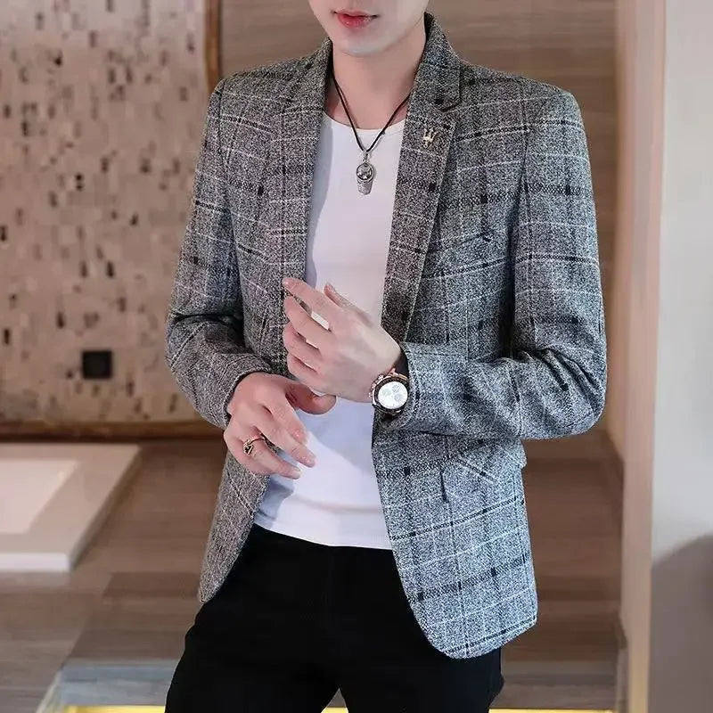 Short Party Men's Suit Jackets Coat Cropped Male Blazer Gray Summer Spring Clothes Luxury Designer Fashion 2025 Casual Vintage
