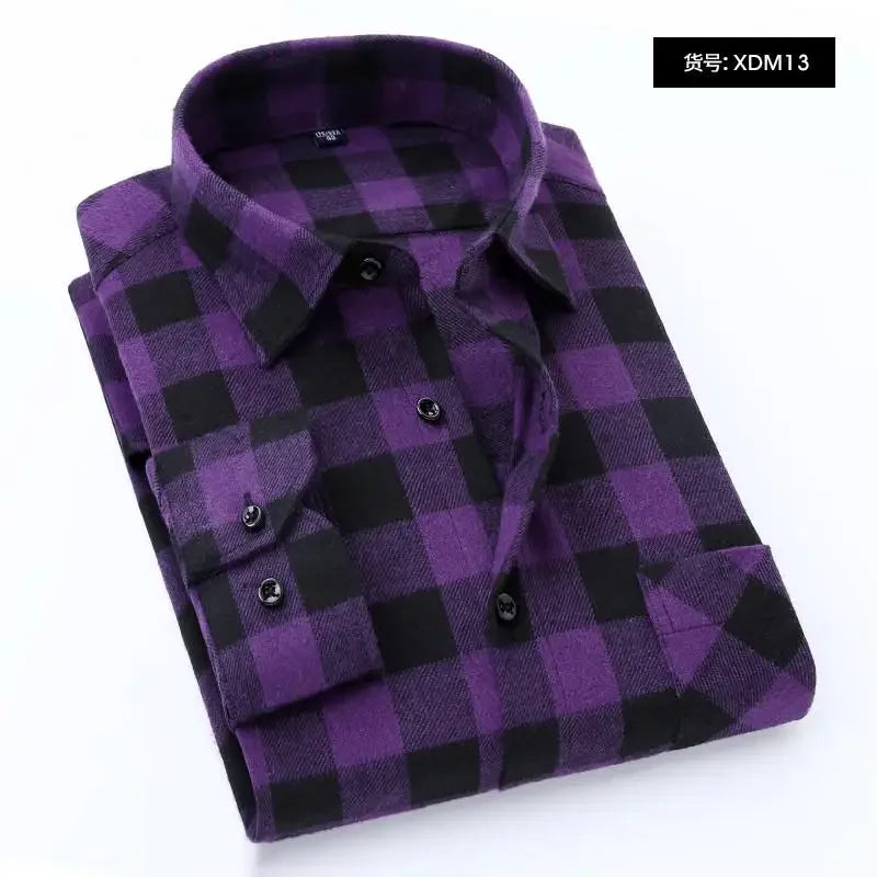 2026 New Men Flannel Plaid Shirt Soft Comfort Slim Fit Styles Brand For Man Cotton Spring Autumn Casual Long Sleeve Shirts