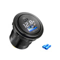 Usb c car charger socket with voltmeter usb a 3.0 car charger outlet adapter for  12V/24V Cars Boats Motorcycle